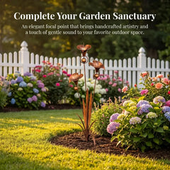 CallaChime – Handgefertigter Gartenstab mit Calla-Lilien & Klangspiel