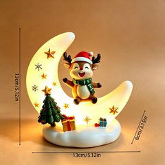 Weihnachtsmond – Leuchtender Mond mit Weihnachtsmann, Rentier oder Schneemann