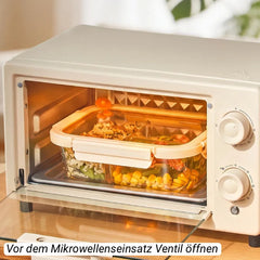Glas Lunchbox aus Borosilikatglas – Auslaufsichere Bento Box mit Glasdeckel, Mikrowellengeeignet