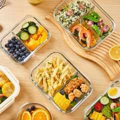 Glas Lunchbox aus Borosilikatglas – Auslaufsichere Bento Box mit Glasdeckel, Mikrowellengeeignet