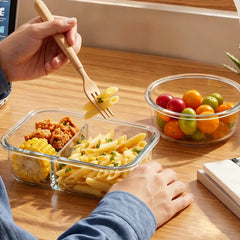 Glas Lunchbox aus Borosilikatglas – Auslaufsichere Bento Box mit Glasdeckel, Mikrowellengeeignet