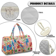 Gesteppte Hippie Reisetasche Damen, Retro Blumen Weekender
