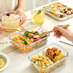 Glas Lunchbox aus Borosilikatglas – Auslaufsichere Bento Box mit Glasdeckel, Mikrowellengeeignet