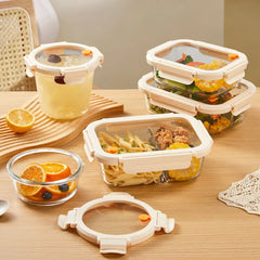 Glas Lunchbox aus Borosilikatglas – Auslaufsichere Bento Box mit Glasdeckel, Mikrowellengeeignet
