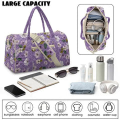Gesteppte Hippie Reisetasche Damen, Retro Blumen Weekender