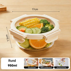 Glas Lunchbox aus Borosilikatglas – Auslaufsichere Bento Box mit Glasdeckel, Mikrowellengeeignet
