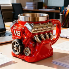 V8 Motor Tasse – 304 Edelstahl Motorbecher für Auto- & Motorfans