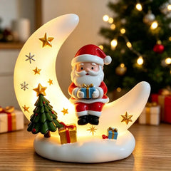 Weihnachtsmond – Leuchtender Mond mit Weihnachtsmann, Rentier oder Schneemann