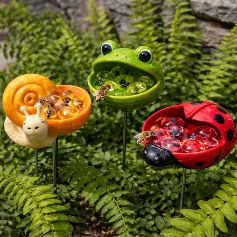 Insektentränke Handgefertigt – Wetterfeste Gartenstecker, 3er-Set