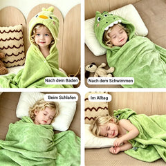 Kinder Badeponcho mit Kapuze – Weiche Kuscheldecke aus Coral Fleece zum Baden, Schwimmen & Einkuscheln, 80 × 120 cm