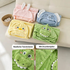 Kinder Badeponcho mit Kapuze – Weiche Kuscheldecke aus Coral Fleece zum Baden, Schwimmen & Einkuscheln, 80 × 120 cm