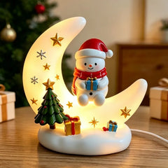 Weihnachtsmond – Leuchtender Mond mit Weihnachtsmann, Rentier oder Schneemann