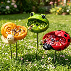 Insektentränke Handgefertigt – Wetterfeste Gartenstecker, 3er-Set