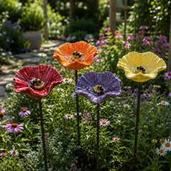 Handgefertigte Hummelblumen – Wetterfeste Keramik-Tränken, 4er-Set