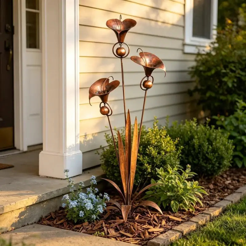 CallaChime – Handgefertigter Gartenstab mit Calla-Lilien & Klangspiel