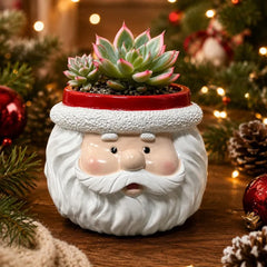 Weihnachtsmann Blumentopf – Niedlicher Pflanztopf für Sukkulenten & kleine Pflanzen, festliche Deko