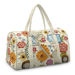 Gesteppte Hippie Reisetasche Damen, Retro Blumen Weekender