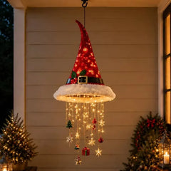 Hängende Weihnachtsmütze mit Licht – Leuchtende Weihnachtsdekoration für Fenster, Tür, Terrasse und Garten