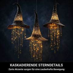Hängende Hexenhut-Lichterkette – Magische LED-Hängedeko für Halloween
