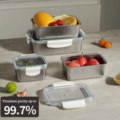 TitanPure 99,7% Reintitan Brotdose mit 4-fach Klickverschluss - 1000ml & 1250ml