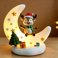 Weihnachtsmond – Leuchtender Mond mit Weihnachtsmann, Rentier oder Schneemann