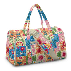 Gesteppte Hippie Reisetasche Damen, Retro Blumen Weekender