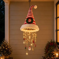 Hängende Weihnachtsmütze mit Licht – Leuchtende Weihnachtsdekoration für Fenster, Tür, Terrasse und Garten