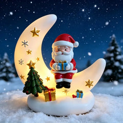 Weihnachtsmond – Leuchtender Mond mit Weihnachtsmann, Rentier oder Schneemann