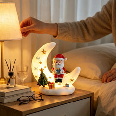 Weihnachtsmond – Leuchtender Mond mit Weihnachtsmann, Rentier oder Schneemann