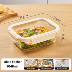 Glas Lunchbox aus Borosilikatglas – Auslaufsichere Bento Box mit Glasdeckel, Mikrowellengeeignet