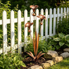 CallaChime – Handgefertigter Gartenstab mit Calla-Lilien & Klangspiel