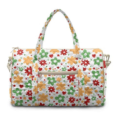 Gesteppte Hippie Reisetasche Damen, Retro Blumen Weekender
