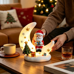 Weihnachtsmond – Leuchtender Mond mit Weihnachtsmann, Rentier oder Schneemann
