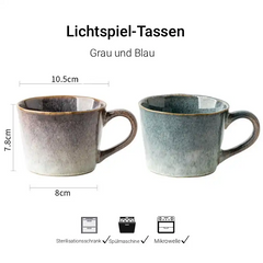 Handgemachte Lichtspiel-Tassen – 2er-Set mit einzigartiger Glasur