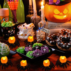 LED-Kerzen Set – Spinnen-Deko für Feier & Party