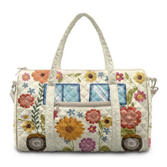 Gesteppte Hippie Reisetasche Damen, Retro Blumen Weekender