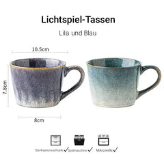 Handgemachte Lichtspiel-Tassen – 2er-Set mit einzigartiger Glasur
