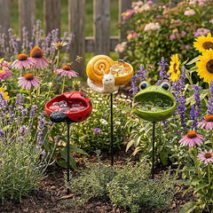 Insektentränke Handgefertigt – Wetterfeste Gartenstecker, 3er-Set