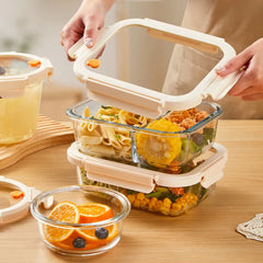 Glas Lunchbox aus Borosilikatglas – Auslaufsichere Bento Box mit Glasdeckel, Mikrowellengeeignet