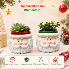 Weihnachtsmann Blumentopf – Niedlicher Pflanztopf für Sukkulenten & kleine Pflanzen, festliche Deko