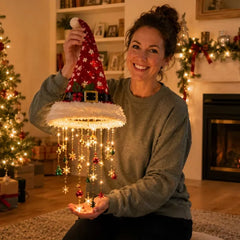 Hängende Weihnachtsmütze mit Licht – Leuchtende Weihnachtsdekoration für Fenster, Tür, Terrasse und Garten