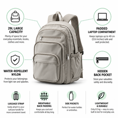 Wasserfester Nylon-Rucksack mit mehreren Taschen (29L)