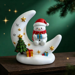 Weihnachtsmond – Leuchtender Mond mit Weihnachtsmann, Rentier oder Schneemann