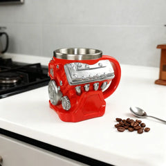 V8 Motor Tasse – 304 Edelstahl Motorbecher für Auto- & Motorfans