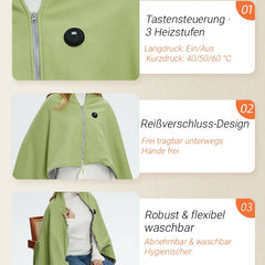 USB-Wärmedecke für Schultern & Rücken – Tragbare Heizdecke mit 3 Heizstufen, Weicher Stoff, Ideal für Winter & Büro