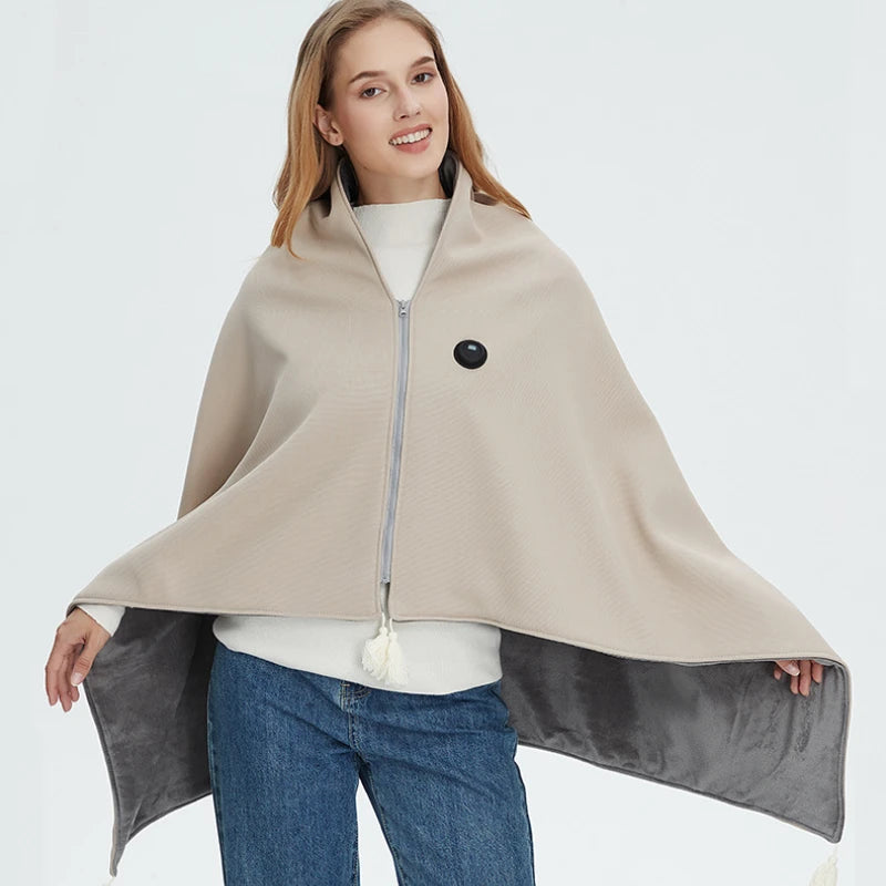 USB-Wärmedecke für Schultern & Rücken – Tragbare Heizdecke mit 3 Heizstufen, Weicher Stoff, Ideal für Winter & Büro