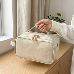 Kosmetiktasche mit Dual-Zip Flachöffnung - Organizer mit Pinselfächern
