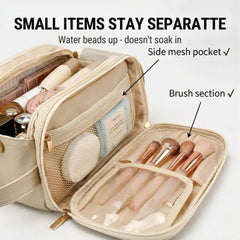 Kosmetiktasche mit Dual-Zip Flachöffnung - Organizer mit Pinselfächern