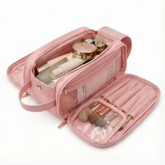 Kosmetiktasche mit Dual-Zip Flachöffnung - Organizer mit Pinselfächern